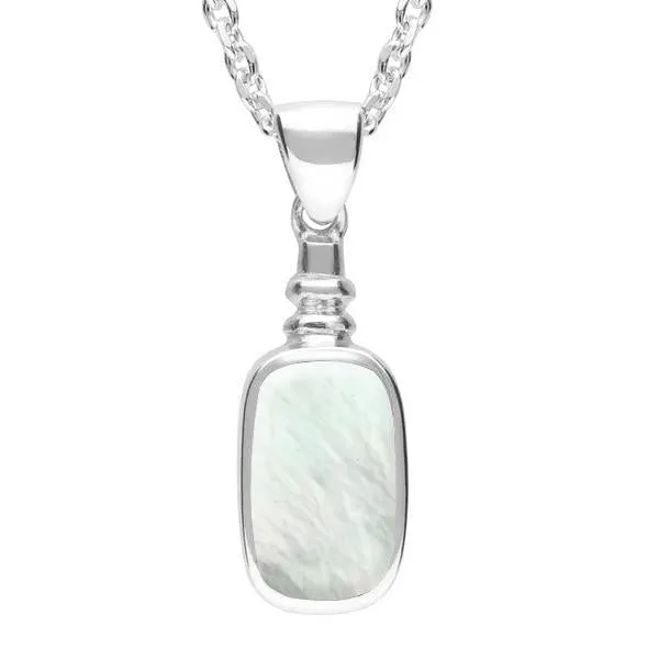 Sterling Silver Mother of Pearl Oblong Bottle Top Necklace sold by Jura Watches