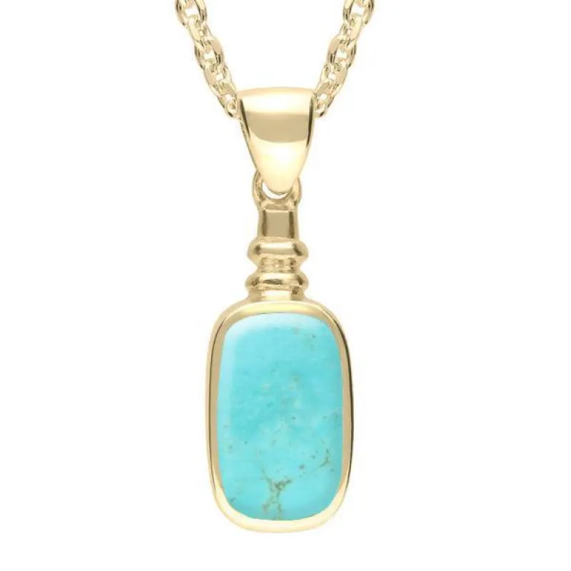 9ct Yellow Gold Turquoise Oblong Bottle Top Necklace sold by Jura Watches