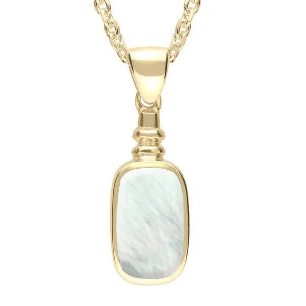 9ct Yellow Gold Mother of Pearl Oblong Bottle Top Necklace sold by Jura Watches