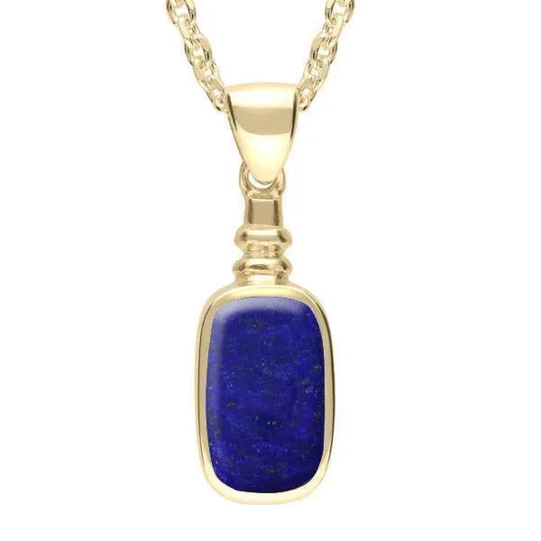 9ct Yellow Gold Lapis Lazuli Oblong Bottle Top Necklace sold by Jura Watches