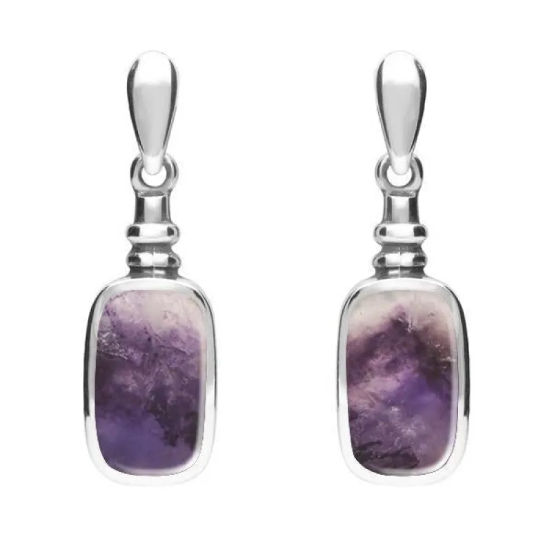 Sterling Silver Blue John Oblong Bottle Top Drop Earrings sold by Jura Watches