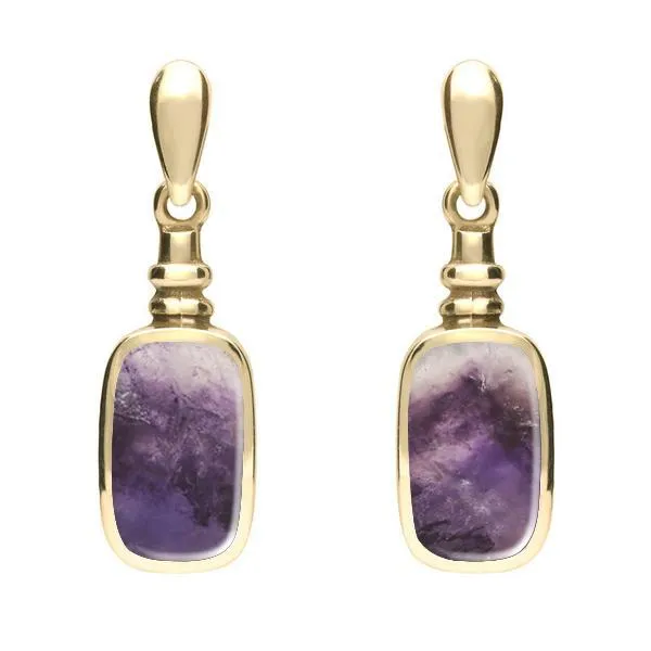 9ct Yellow Gold Blue John Oblong Fancy Drop Earrings sold by Jura Watches