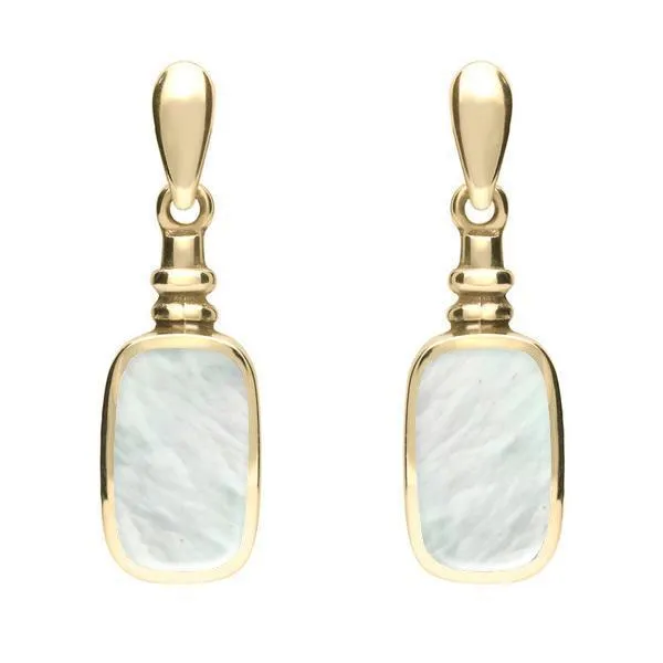 9ct Yellow Gold Mother of Pearl Oblong Bottle Top Drop Earrings sold by Jura Watches