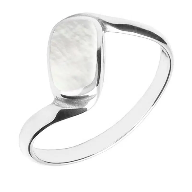 Sterling Silver Mother of Pearl Oblong Twist Ring sold by Jura Watches