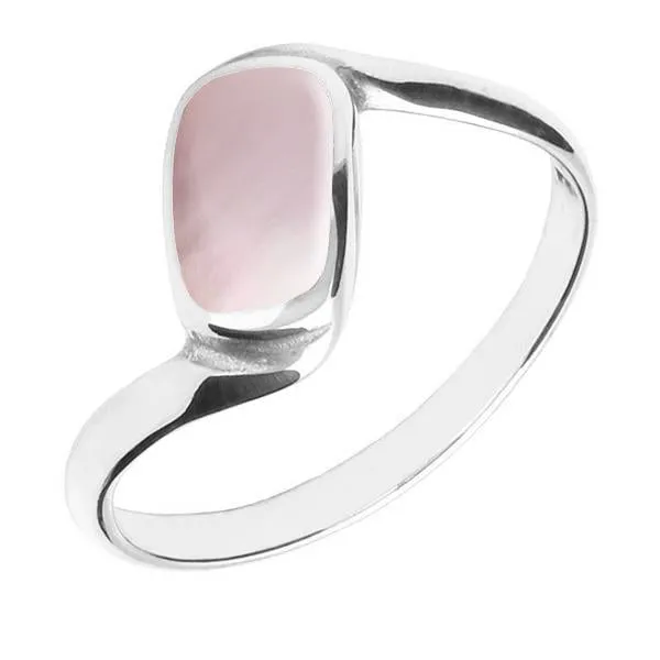 Sterling Silver Pink Mother of Pearl Oblong Twist Ring sold by Jura Watches