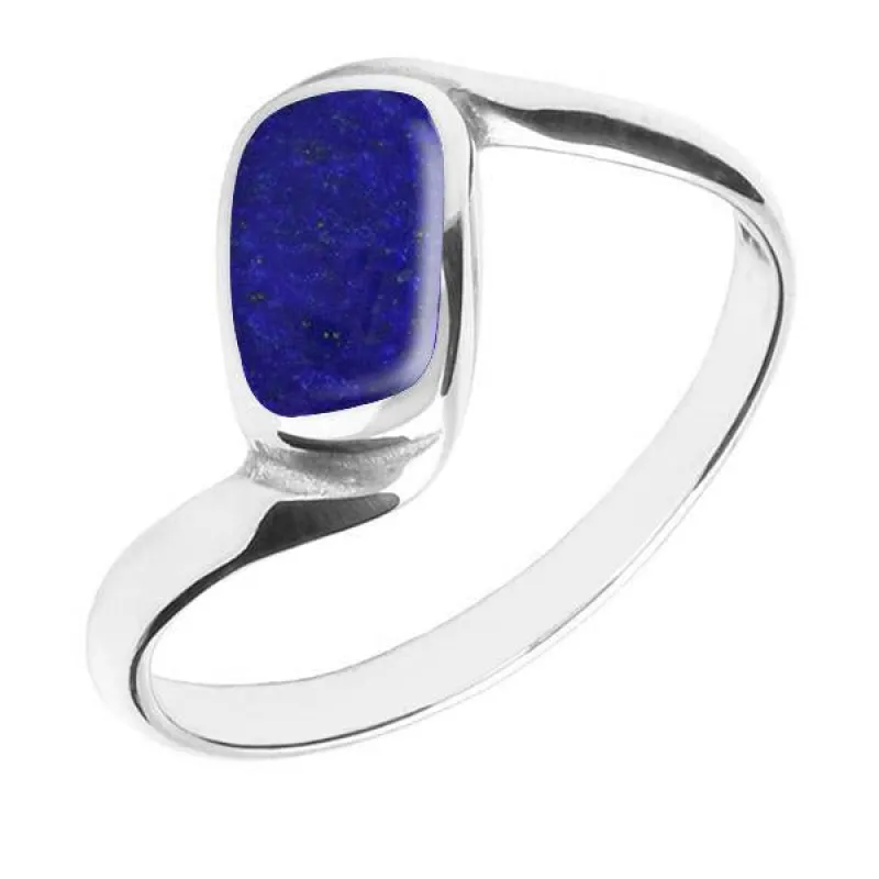 Sterling Silver Lapis Lazuli Oblong Twist Ring sold by Jura Watches