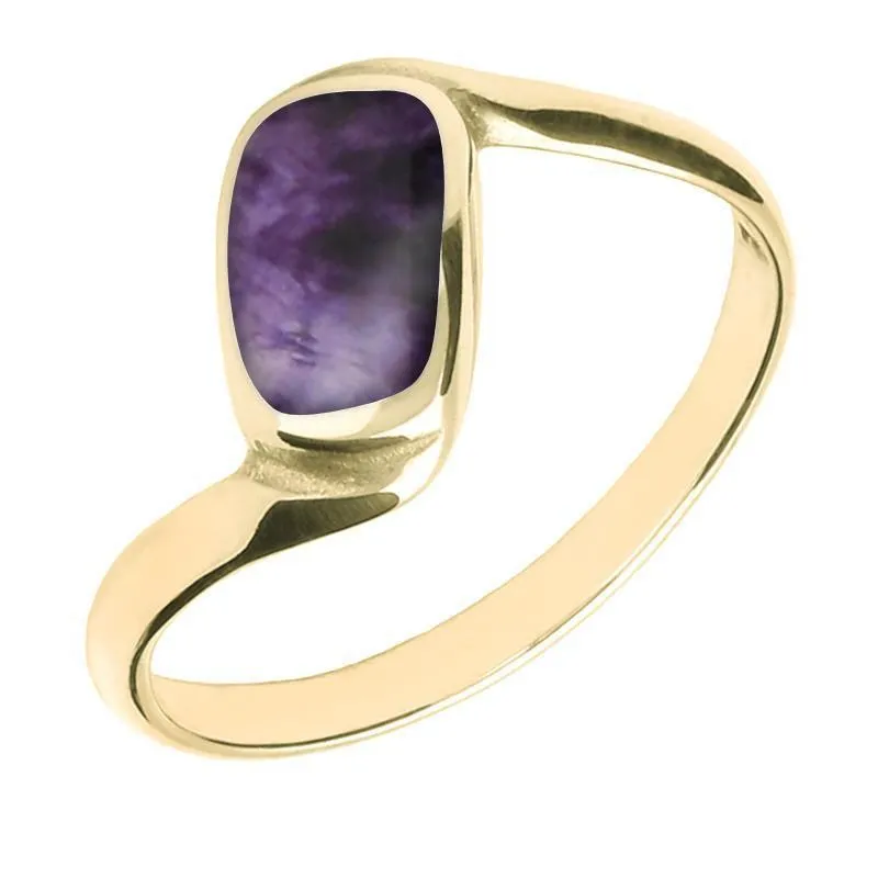 9ct Yellow Gold Blue John Oblong Twist Ring sold by Jura Watches