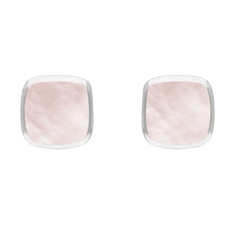 Sterling Silver Pink Mother of Pearl Dinky Cushion Stud Earrings sold by Jura Watches