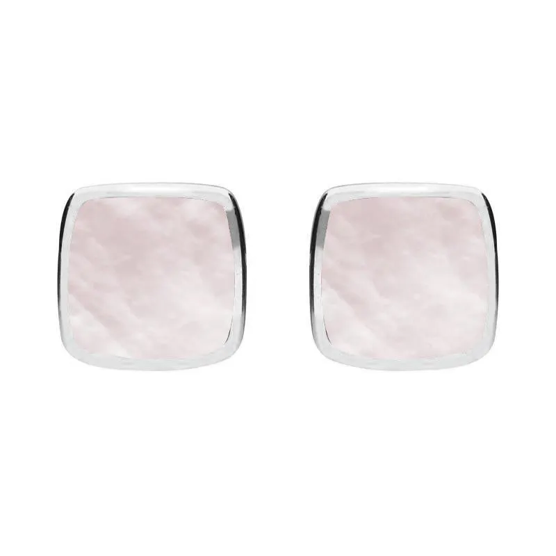 Sterling Silver Pink Mother of Pearl Cushion Stud Earrings sold by Jura Watches