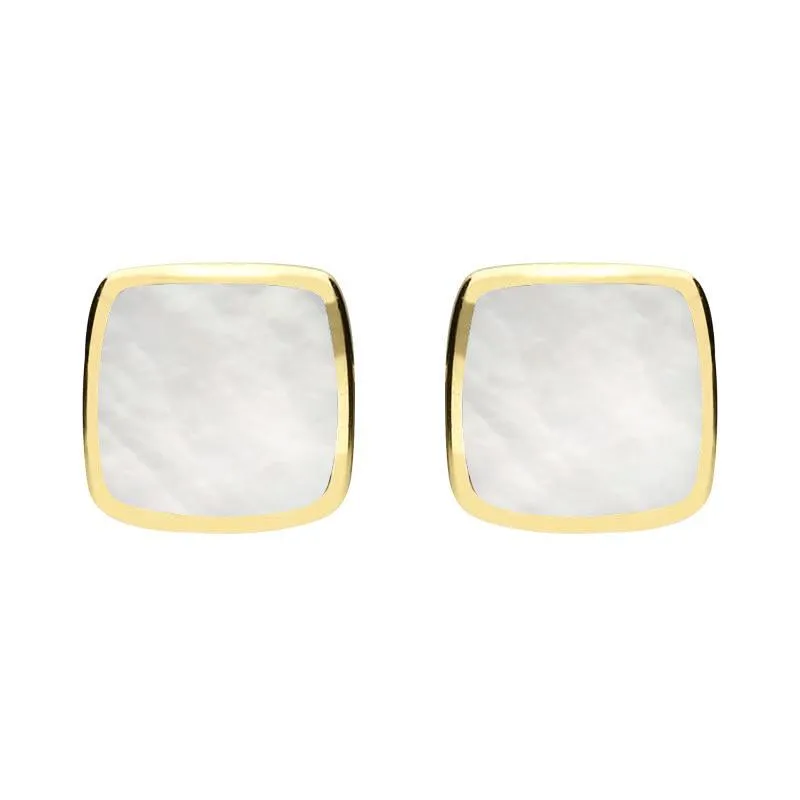 9ct Yellow Gold Mother of Pearl Cushion Stud Earrings sold by Jura Watches