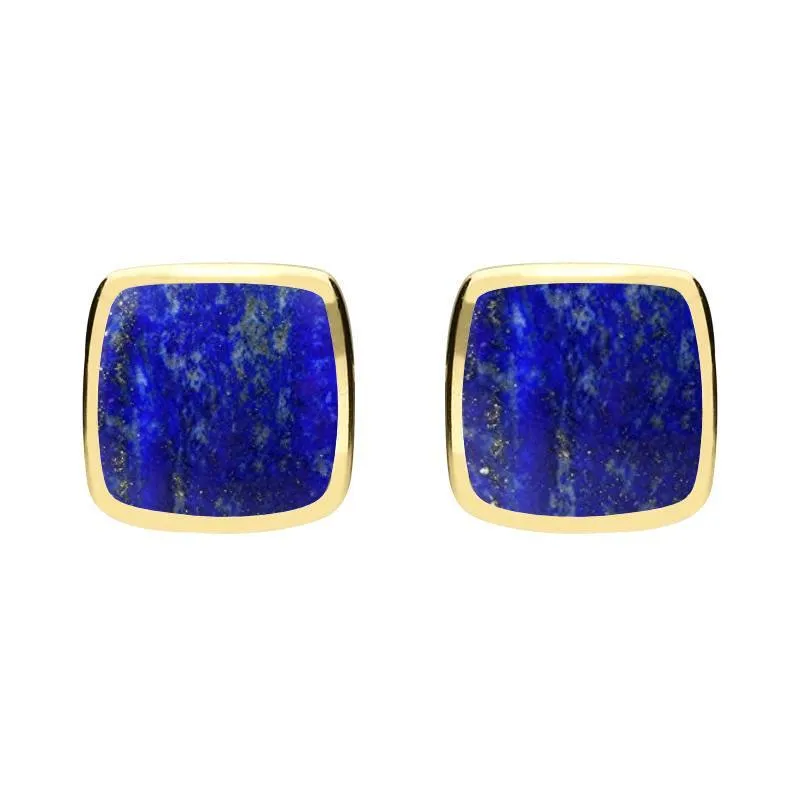 9ct Yellow Gold Lapis Lazuli Cushion Stud Earrings sold by Jura Watches