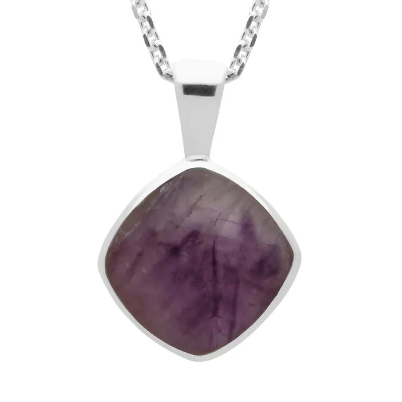 Sterling Silver Blue John Cushion Shaped Necklace sold by Jura Watches