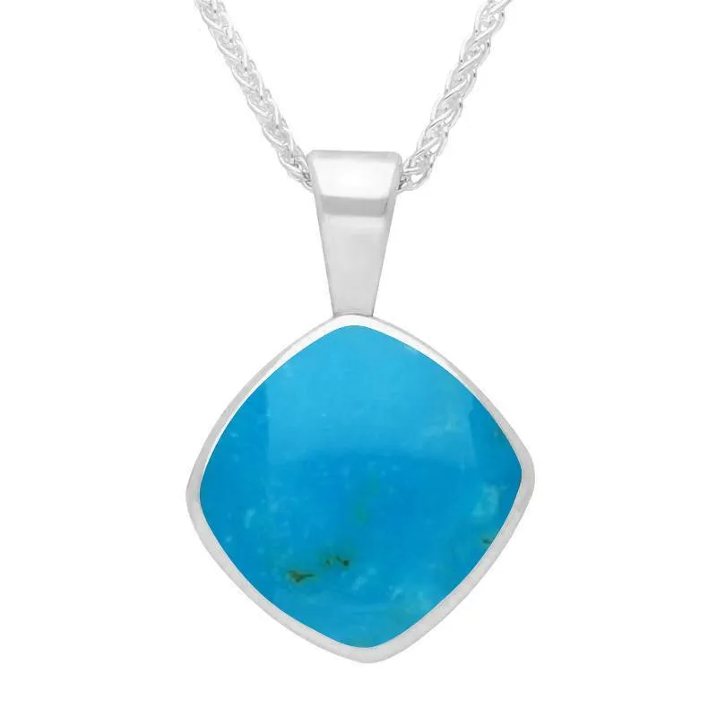 Sterling Silver Turquoise Cushion Shaped Necklace sold by Jura Watches
