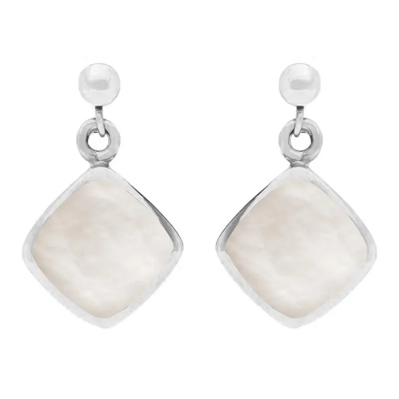 Sterling Silver Mother of Pearl Cushion Drop Earrings sold by Jura Watches