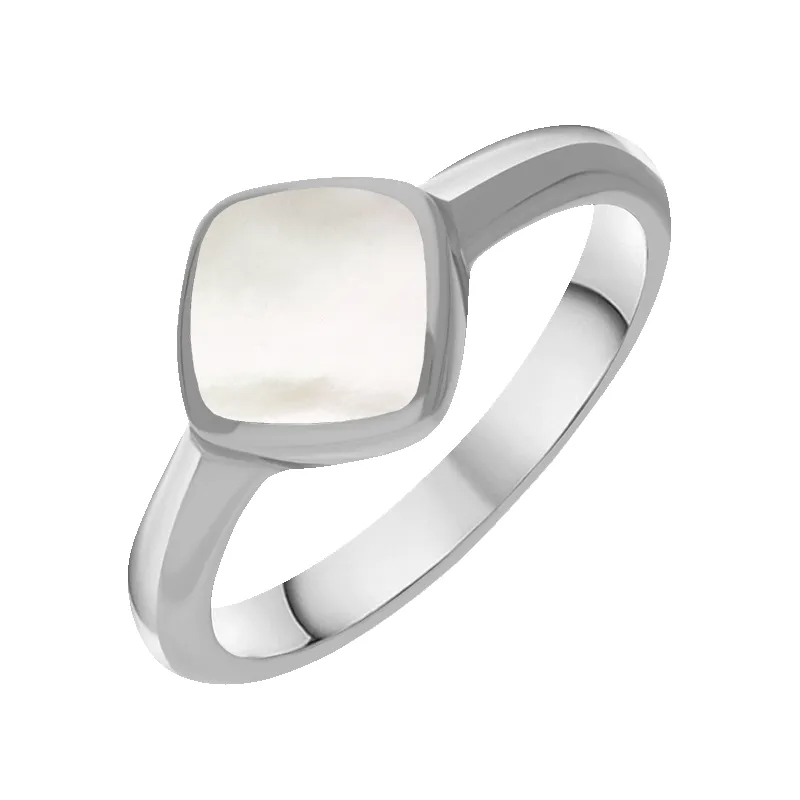 Sterling Silver Mother of Pearl Cushion Ring sold by Jura Watches