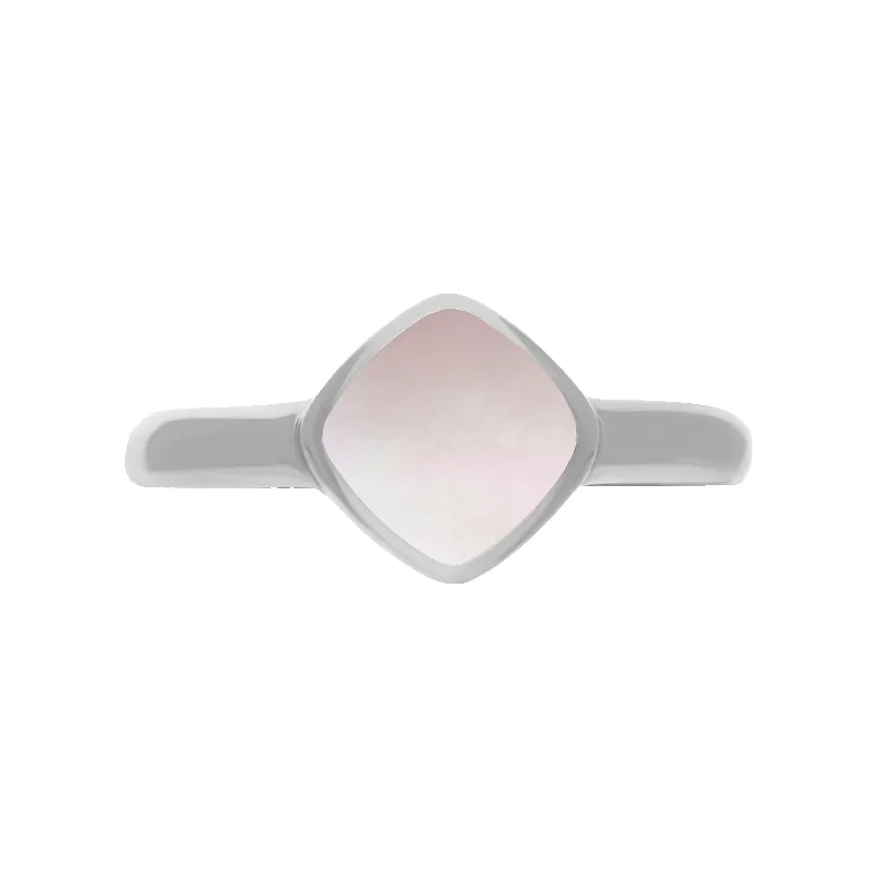 Sterling Silver Pink Mother of Pearl Cushion Ring sold by Jura Watches product image thumbnail 3