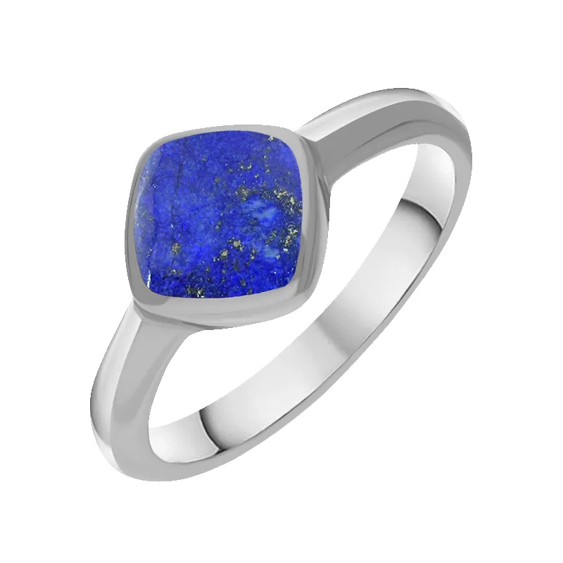 Sterling Silver Lapis Lazuli Cushion Ring sold by Jura Watches