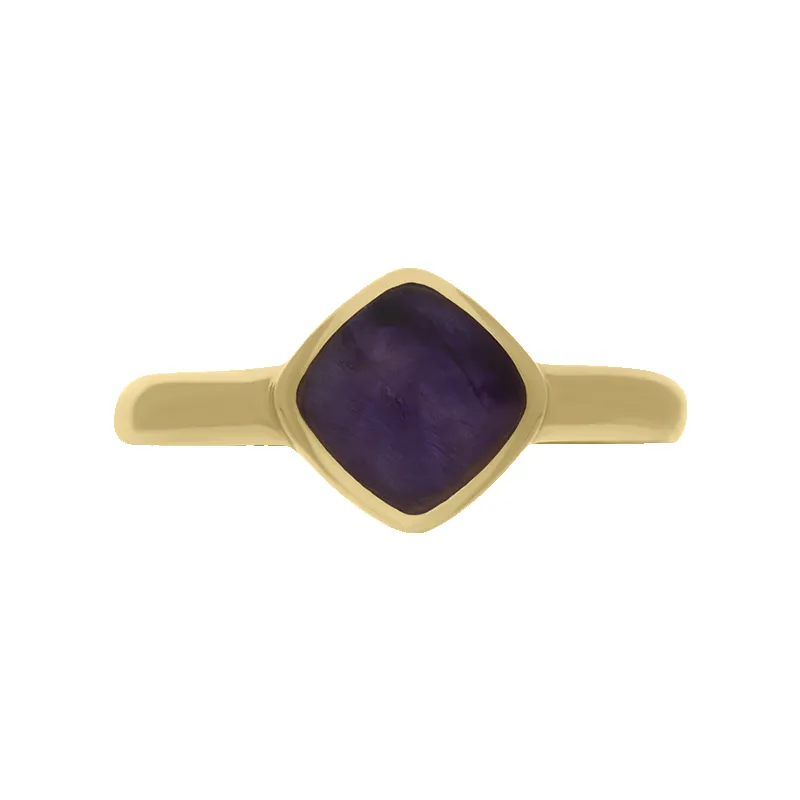 9ct Yellow Gold Blue John Cushion Ring sold by Jura Watches product image thumbnail 3