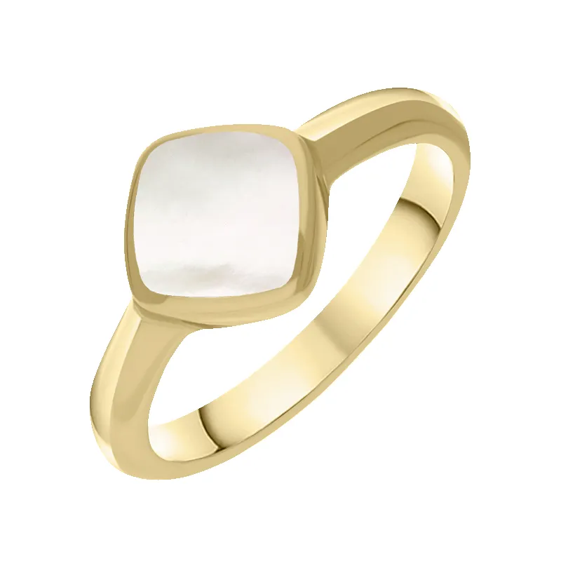 9ct Yellow Gold Mother of Pearl Cushion Ring sold by Jura Watches