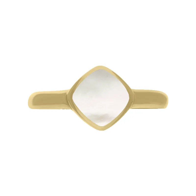 9ct Yellow Gold Mother of Pearl Cushion Ring sold by Jura Watches product image thumbnail 3