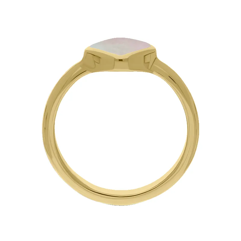 9ct Yellow Gold Pink Mother of Pearl Cushion Ring sold by Jura Watches product image thumbnail 2