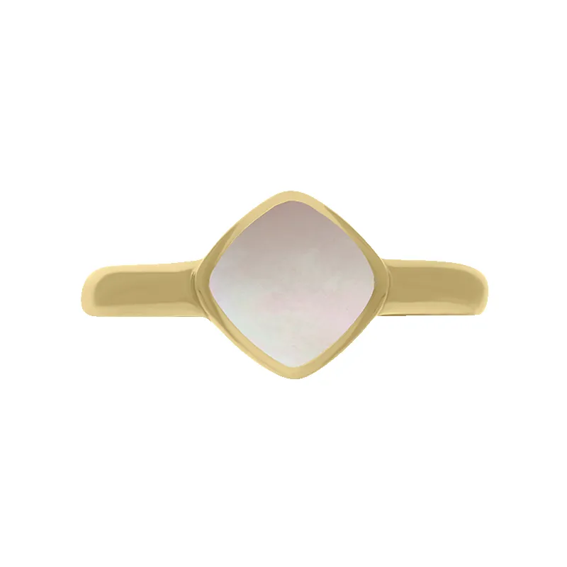 9ct Yellow Gold Pink Mother of Pearl Cushion Ring sold by Jura Watches product image thumbnail 3
