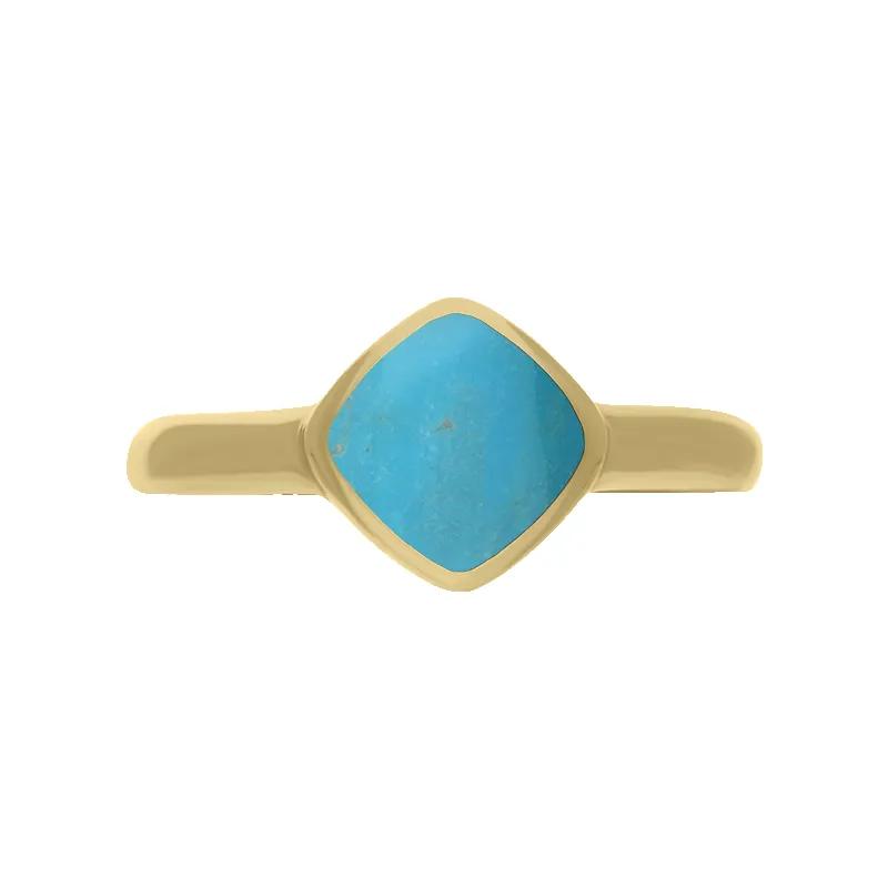 9ct Yellow Gold Turquoise Cushion Ring sold by Jura Watches product image thumbnail 2