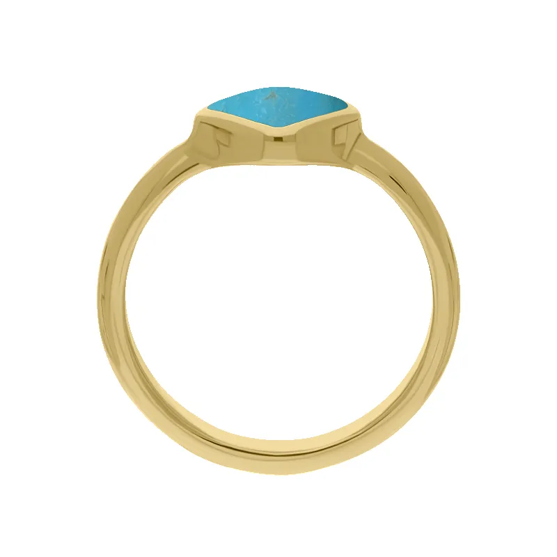 9ct Yellow Gold Turquoise Cushion Ring sold by Jura Watches product image thumbnail 3