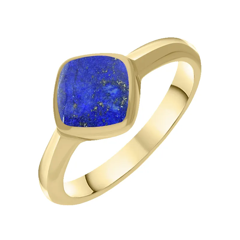 9ct Yellow Gold Lapis Lazuli Cushion Ring sold by Jura Watches