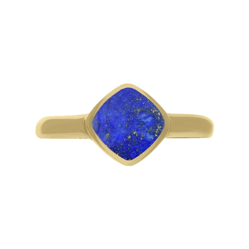 9ct Yellow Gold Lapis Lazuli Cushion Ring sold by Jura Watches product image thumbnail 3