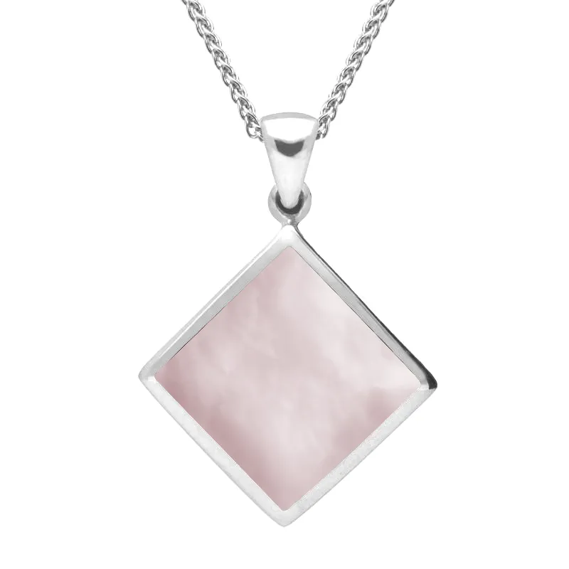 Sterling Silver Pink Mother of Pearl Rhombus Necklace sold by Jura Watches