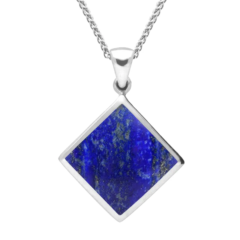 Sterling Silver Lapis Lazuli Rhombus Necklace sold by Jura Watches
