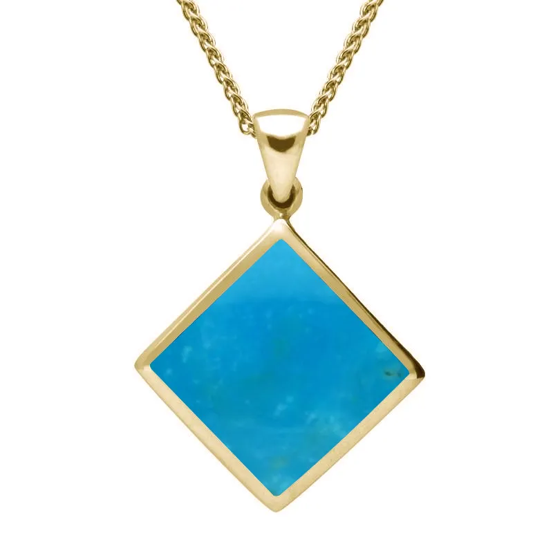 9ct Yellow Gold Turquoise Rhombus Necklace sold by Jura Watches