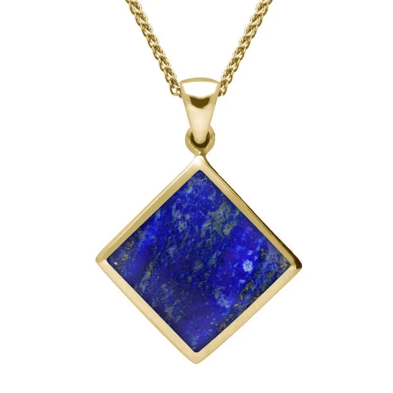 9ct Yellow Gold Lapis Lazuli Rhombus Necklace sold by Jura Watches