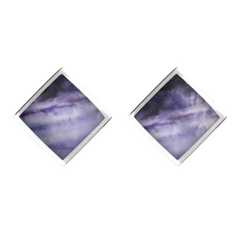 Sterling Silver Blue John Rhombus Earrings made by C.W. Sellors