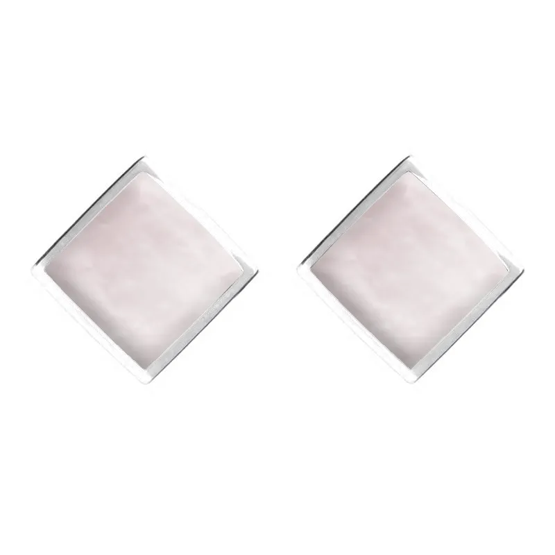 Sterling Silver Pink Mother of Pearl Rhombus Earrings sold by Jura Watches