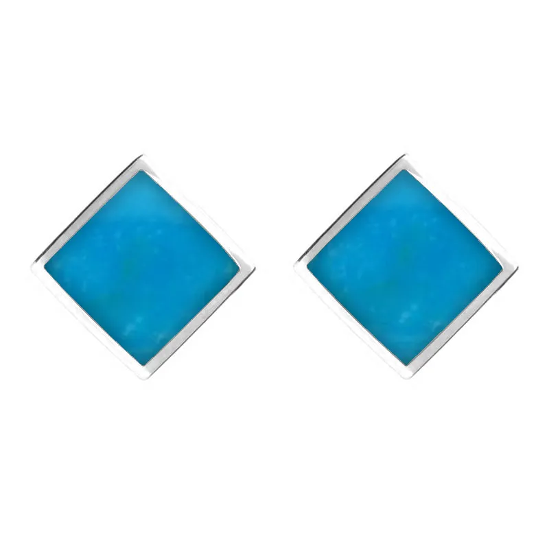 Sterling Silver Turquoise Rhombus Earrings sold by Jura Watches