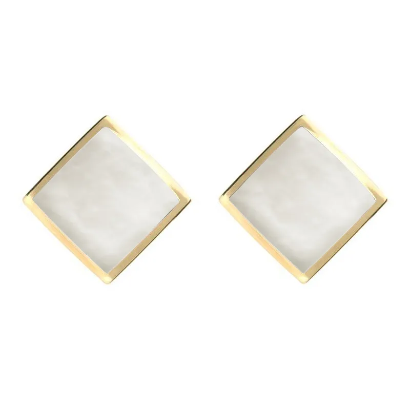 9ct Yellow Gold Mother of Pearl Rhombus Earrings sold by Jura Watches