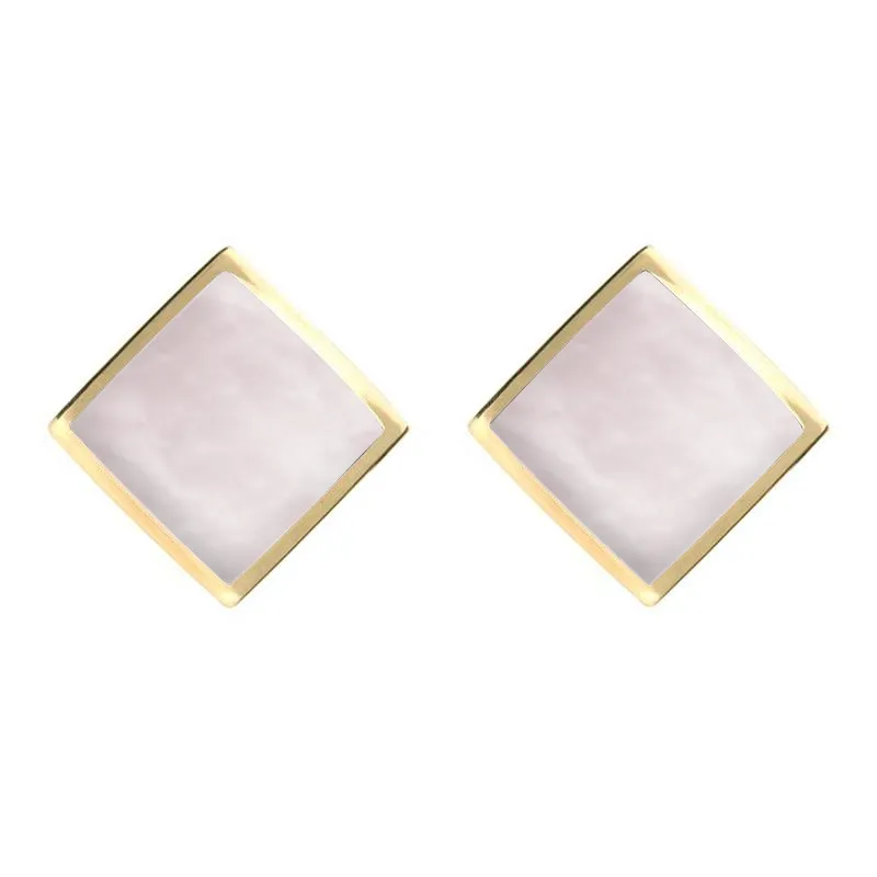 9ct Yellow Gold Pink Mother of Pearl Rhombus Earrings sold by Jura Watches