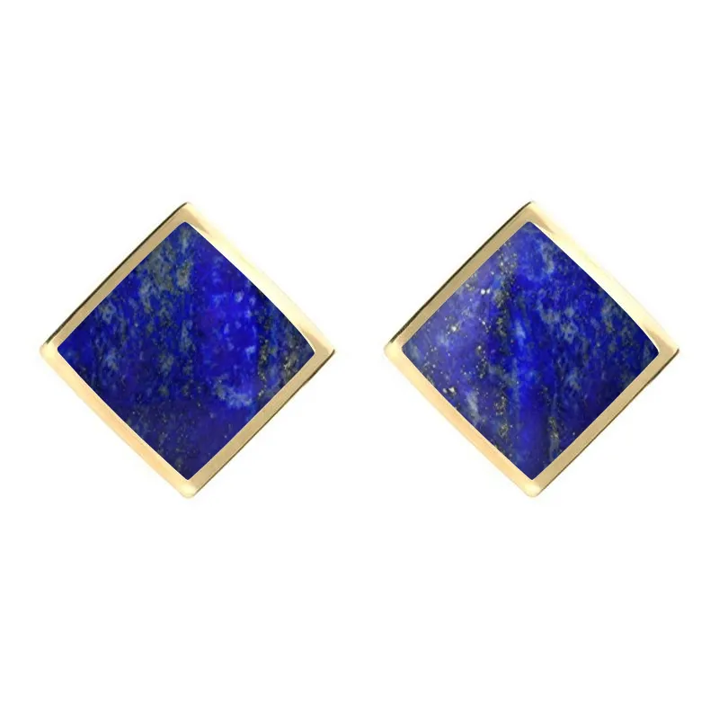 9ct Yellow Gold Lapis Lazuli Rhombus Earrings sold by Jura Watches
