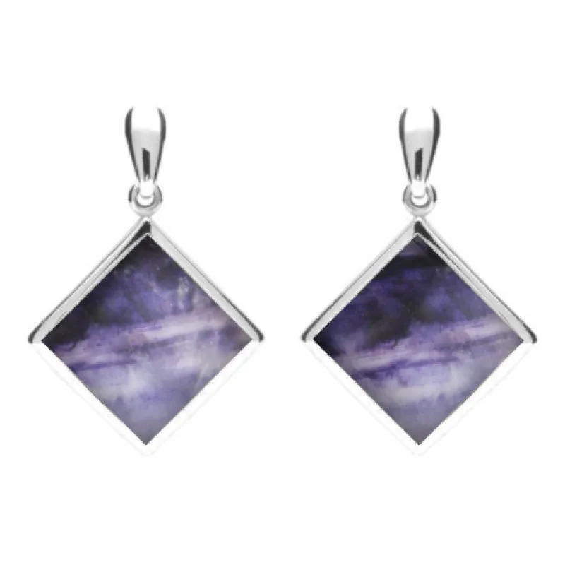 Sterling Silver Blue John Rhombus Drop Earrings made by C.W. Sellors