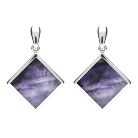 Sterling Silver Blue John Rhombus Drop Earrings sold by Jura Watches