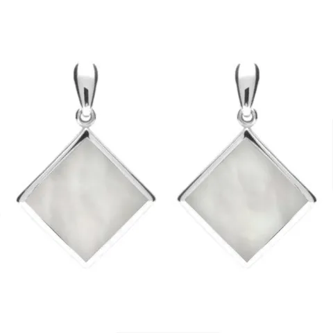 Sterling Silver Mother of Pearl Rhombus Drop Earrings sold by Jura Watches