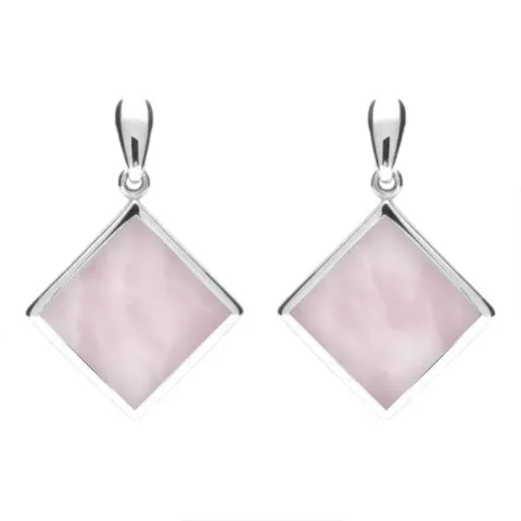 Sterling Silver Pink Mother of Pearl Rhombus Drop Earrings sold by Jura Watches