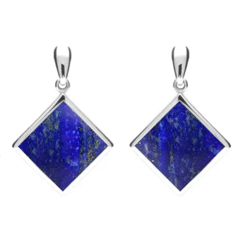Sterling Silver Lapis Lazuli Rhombus Drop Earrings sold by Jura Watches