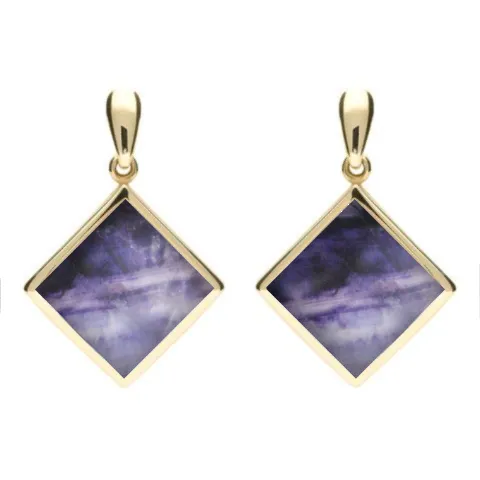 9ct Yellow Gold Blue John Rhombus Drop Earrings sold by Jura Watches