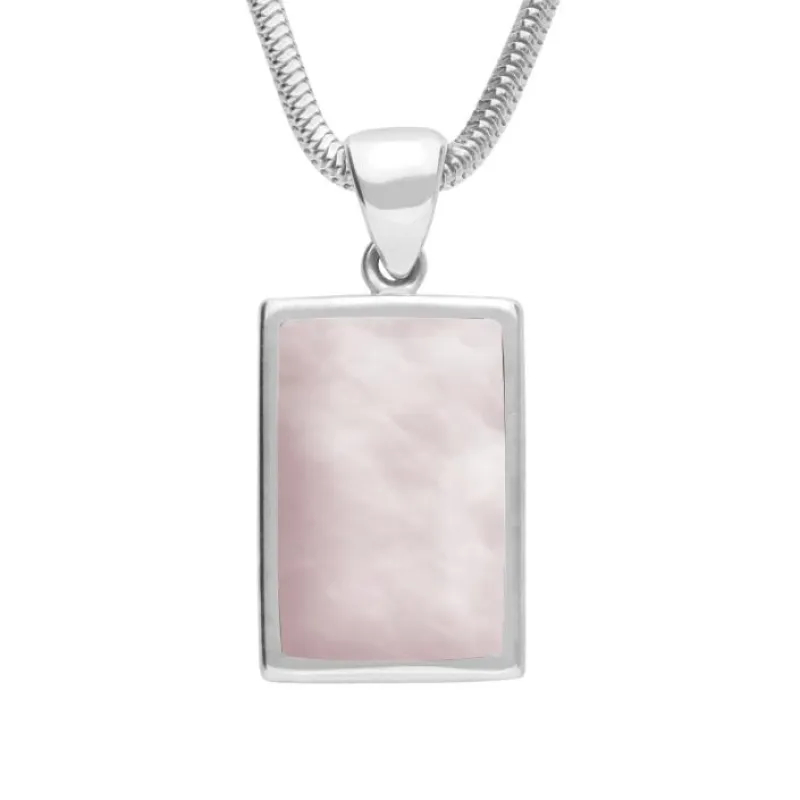 Sterling Silver Pink Mother of Pearl Oblong Necklace sold by Jura Watches