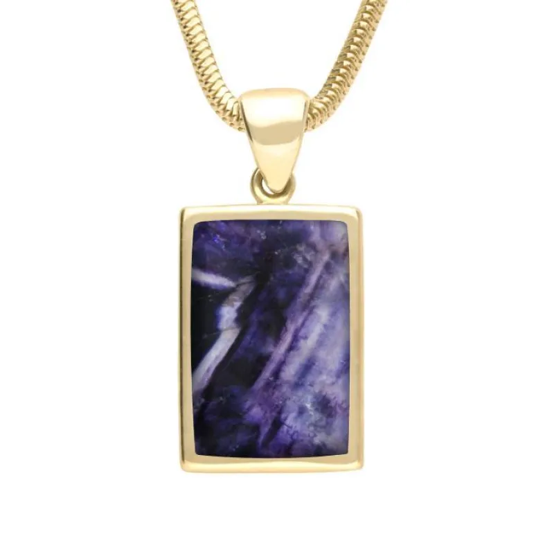 9ct Yellow Gold Blue John Oblong Necklace sold by Jura Watches