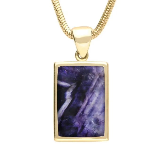9ct Yellow Gold Blue John Oblong Necklace sold by Jura Watches