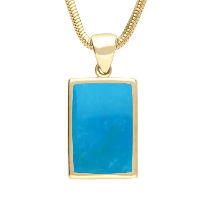 9ct Yellow Gold Turquoise Oblong Necklace sold by Jura Watches
